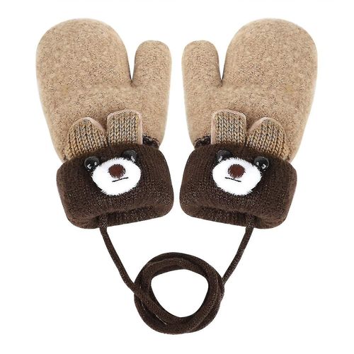 Gants D¿Hiver À Doigts Complets Enfant En Bas Âge Chaud Infantile Épais Polaire Doublé Gants De Ski Avec Cordons Yo