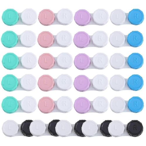 25 Pack Lentilles De Contact Étuis Portable De Lentilles De Contact Conteneur De Lentilles De Contact Trempage Étui De Rangement Avec L Et R Caps 5 Couleurs Fe 