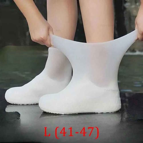 Couvre-Chaussures Imperméables Réutilisables En Caoutchouc De Silicone,Couvre-Bottes De Pluie Antidérapantes Pour Adultes Et Enfants,Utilisation En Plein Air,Équipement De J - Type L (41-47)--White