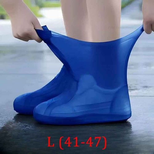 Couvre-Chaussures Imperméables Réutilisables En Caoutchouc De Silicone,Couvre-Bottes De Pluie Antidérapantes Pour Adultes Et Enfants,Utilisation En Plein Air,Équipement De Jo - Type L (41-47)--Blue