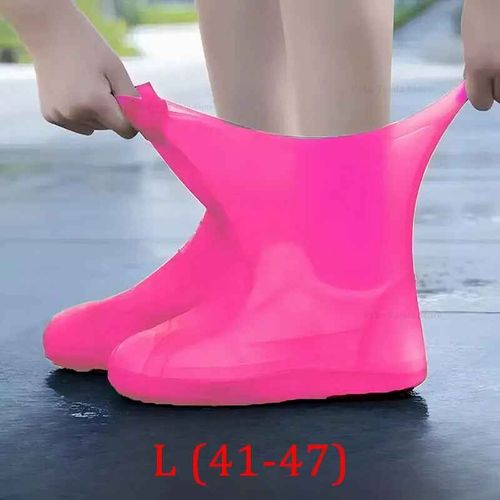 Couvre-Chaussures Imperméables Réutilisables En Caoutchouc De Silicone,Couvre-Bottes De Pluie Antidérapantes Pour Adultes Et Enfants,Utilisation En Plein Air,Équipement De Jou - Type L (41-47)--Red