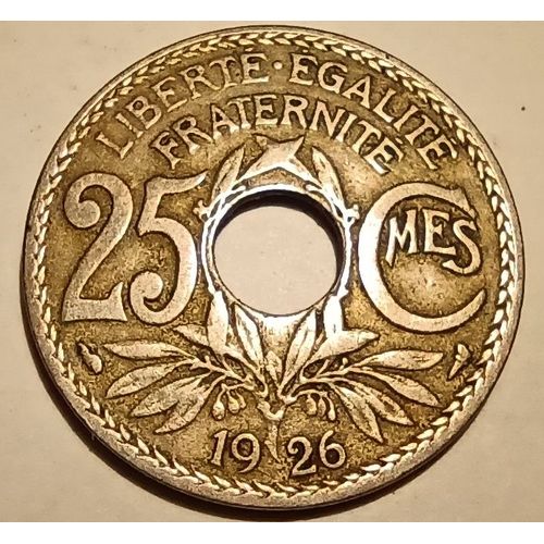 Pièce 25 Centimes Lindauer Non Souligné, Cupronickel 1926