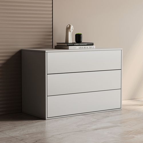 Commode Avec 3 Tiroirs, Armoire À Commode Et Buffet, Design Modulaire, Pour Chambre, Salon Et Couloir, Armoire De Rangement 80 Cm De Large, Blanche (A)