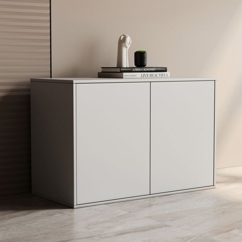 Commode Avec Portes, Buffet & Meuble De Rangement, Design Modulaire, Pour Salon, Chambre & Salle À Manger, Armoire De Rangement 80 Cm De Large, Blanc (B)