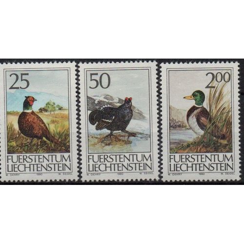 Liechtenstein Timbres Les Oiseaux 1990