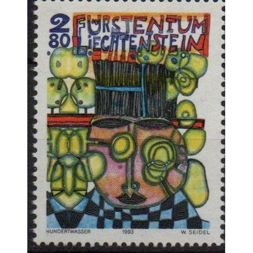 Liechtenstein Timbre Le Peintre Hundertwasser 1993
