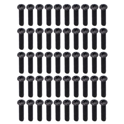 Lot de 50 vis a metaux a tete cylindrique en acier DIN 7985 entierement filetees, boulons de fixation zingues noirs M4 x 16