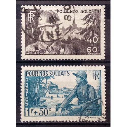 Série Pour Nos Soldats - Très Jolis N° 451 452 Obl - Cote 6,00 - France Année 1940 - N26212