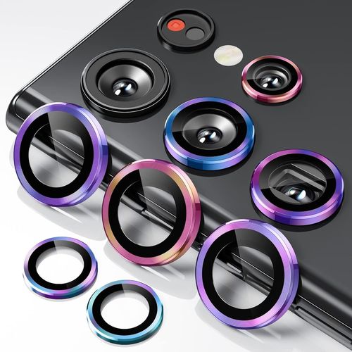 Film Protection Caméra Galaxy S22 Ultra 5g (2022) Verre Trempé Anti-Rayures/Empreintes, Installation Sans Bulles Avec Kit Nettoyage - Multicolore