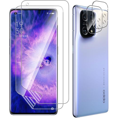 Film Protection Écran Et Caméra Arrière Compatible Oppo Find X5 5g - 2 Films Tpu Ultra Hd Anti-Rayures, Anti-Empreintes, Transparent Sans Bulles, Installation Facile