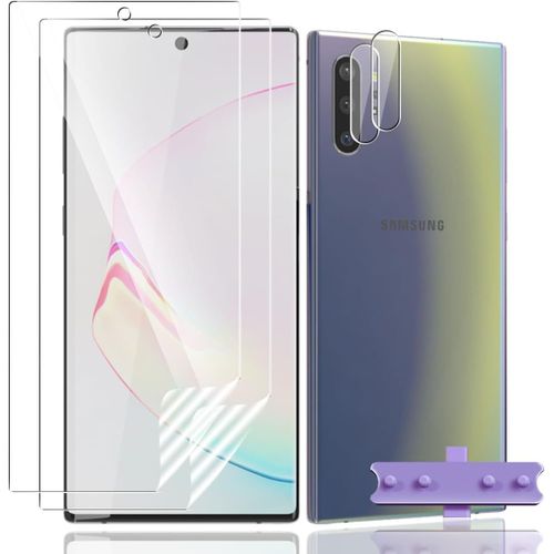 Film Protecteur Samsung Galaxy Note 10 Plus Tpu Anti-Rayures Auto-Cicatrisant Hd 99,99% Anti-Uv Anti-Traces Couverture Totale 2 Pièces Transparent