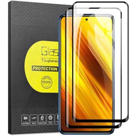 Film En Verre Trempé 9h Pour Xiaomi Poco X3 Nfc, 2 Pack Anti-Rayures Ultra Clair Avec Installation Facile 0.33mm, Noir