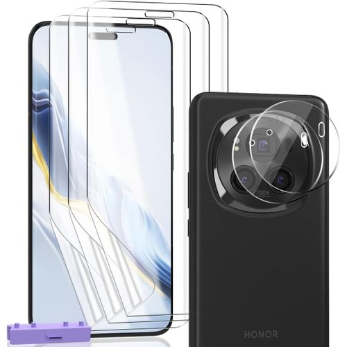 Film Protection Écran Et Verre Trempé Pour Honor Magic 6 Pro - 3 Films Flexibles Hd Auto-Réparants + 2 Protège-Caméra 9h Anti-Rayures Antichoc Transparent