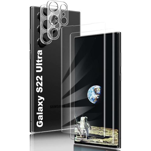 Film Protection D'écran En Verre Trempé Samsung Galaxy S22 Ultra - 2 Pièces 9h Antichoc, Ultra Claire Anti-Rayures/Empreintes, Conception Incurvée Installation Sans Bulles