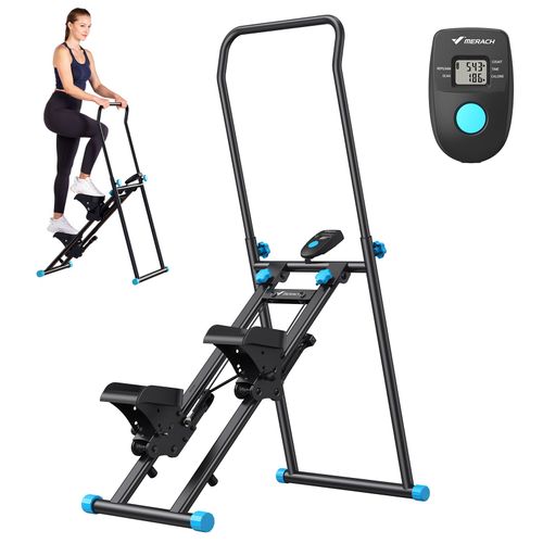 Stepper D'escalier Verticale Et Pliable - Merach, Entraînement Complet Du Corps, Guidon Et Pédales Réglables, Écran Lcd, Connecté App