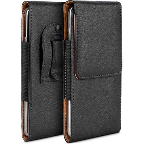 Housse De Protection Oneplus 7t Avec Rabat Magnétique, Clip Ceinture Et Protection 360° En Cuir Végétalien Noir