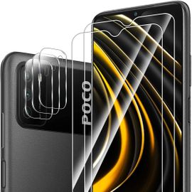 Kit De Protection Écran Et Caméra Arrière Pour Xiaomi Poco M3 - Verre Trempé 9h Anti-Empreintes/Huile/Rayures, Hd, Installation Facile Sans Bulles