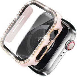 Lot De 2 Coques Ultra Mince Pour Apple Watch Series 8 41mm - Anti-Rayures, Diamants Résistants Avec Protection Écran - Matériau Pc Durable En Rose Or