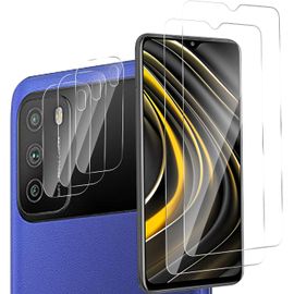 Lot De 2 Protecteurs D'écran + 3 Protecteurs D'objectif En Verre Trempé 9h Pour Xiaomi Poco M3 - Ultra Mince 0.33mm Anti-Rayures Hd Transparent