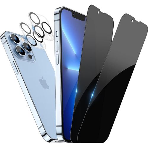 Kit De Protection Premium Anti-Espion 9h Transparent Pour Iphone 13 Pro Max (6,7"") ¿ 4 Films Écran Confidentialité Et Caméra Nuit Avec Installation Facile Sans Bulles