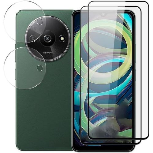 Kit De Protection Verre Trempé Pour Xiaomi Redmi A3 - 2 Écran + 2 Caméra, Anti-Rayures, Anti-Empreintes, Ultra-Clair 99,9%, Facile À Installer Avec Accessoires