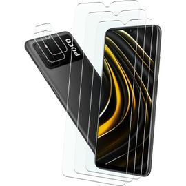 Protecteur D'écran En Verre Trempé 9h + Protections Objectif Pour Xiaomi Poco M3 - Anti-Rayures, Anti-Empreintes, Transparent Hd (3 Écran + 2 Caméra) Avec Kit De Nettoyage