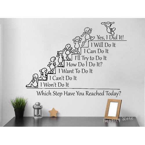 Which Step Have You Reached Today Motivation Citation Wall Decal, Team importer Quotes, School aqRooms, Wall Stickers, Office, G832