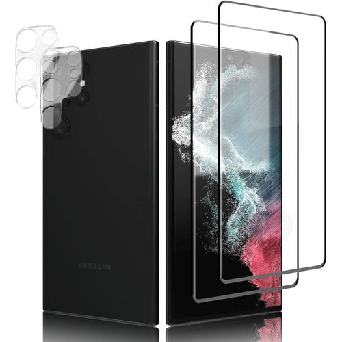 Protecteur D'écran En Verre Trempé 9h Pour Samsung Galaxy S22 Ultra 5g - 2 Films, Compatible Lecteur Empreintes, Antichoc, 3d Couverture Complète, Haute Transparence