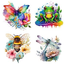 Un lot de Stickers Muraux mignons abeilles fleurs Autocollant Décoratif,  Décoration murale pour Chambre Salle de Bain salon bureau