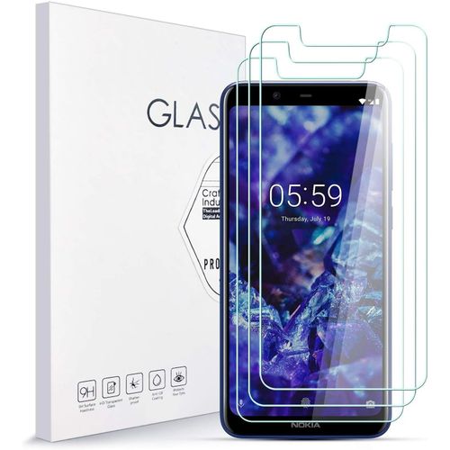 Protecteur D'écran En Verre Trempé 9h Pour Nokia 5.1plus - 3 Pièces Anti-Rayures, Transparent Hd 0.3mm, Compatible Avec Étuis, Installation Facile Sans Bulles