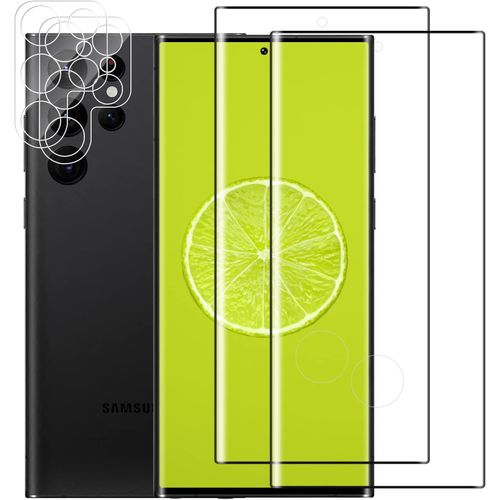 Protecteur D'écran En Verre Trempé Samsung Galaxy S22 Ultra 2 Pièces - Anti-Rayures, Haute Sensibilité, Couverture Complète, Anti-Empreintes, Hd, Noir
