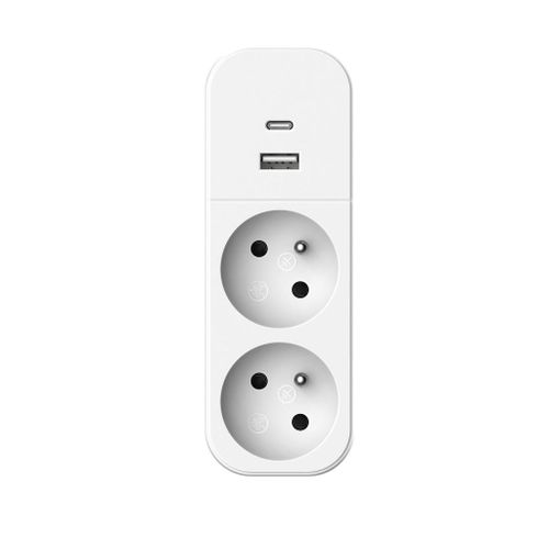 Biplite 2P+T16A + 2USB Bi ton blanc