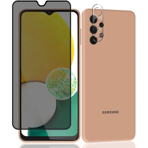 Protection D'écran Verre Trempé Anti-Espion 9h Pour Galaxy A13 - Kit 2 En 1 Avec Film Confidentialité 30° Et Protecteur Caméra Nuit - Compatible Coques