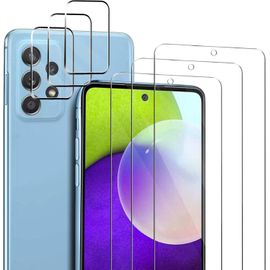 Protecteurs D'écran Et Objectif En Verre Trempé 3 Pièces Samsung Galaxy A52 5g - 9h Anti-Rayures, Anti-Empreintes, Revêtement Hydrophobe/Oléophobe