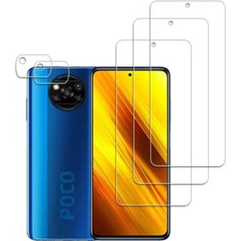 Protection Écran En Verre Trempé 9h Pour Xiaomi Poco X3 Nfc/Pro - Lot De 3 Films Et Caméra, 2.5d Bord Incurvé, Anti-Rayures, Revêtement Oléophobe, Hd Transparent