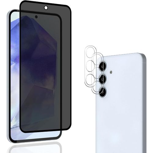 Protection Écran Confidentialité Verre Trempé 9h Avec Film Caméra Nuit Pour Samsung Galaxy A55 5g - Anti-Espion 30°, Compatible Coque (Transparent)