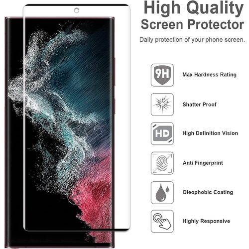 Protection Écran Verre Trempé 9h Anti-Rayures Pour Samsung Galaxy S22 Ultra 5g - Revêtement Oléophobe, Découpe Précise, Sans Bulles, Ultra-Transparent (Lot De 2)