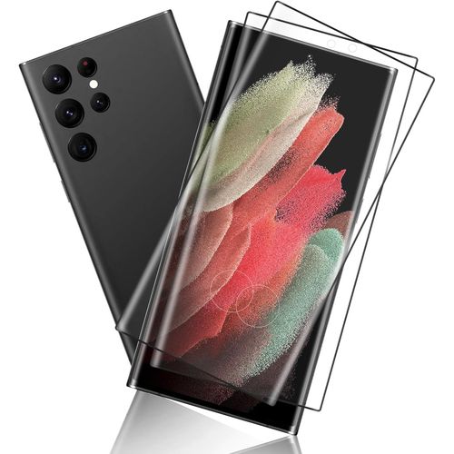 Protection Écran Verre Trempé 9h Pour Samsung Galaxy S22 Ultra 5g, 2 Pièces, 3d Courbé Couverture Complète, Ultra Fin 0.33mm Compatible Empreinte Digitale, Anti-Rayures Et Traces