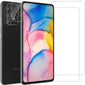 Protection Écran Samsung Galaxy A52 5g/A52s 5g - 2 Verres Trempés 9h + 2 Films Caméra - Anti-Rayures, Anti-Empreintes, Hd Ultra Transparent, Sensibilité Tactile, Sans Bulles