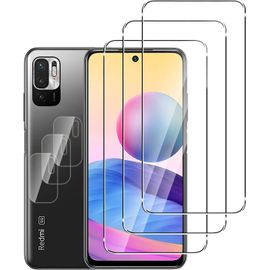 Verre Trempé 9h Hd Anti-Empreintes Pour Xiaomi Redmi Note 10 - 6 Pièces (Écran + Caméra) Transparent Sans Bulles Protection Hydrophobe