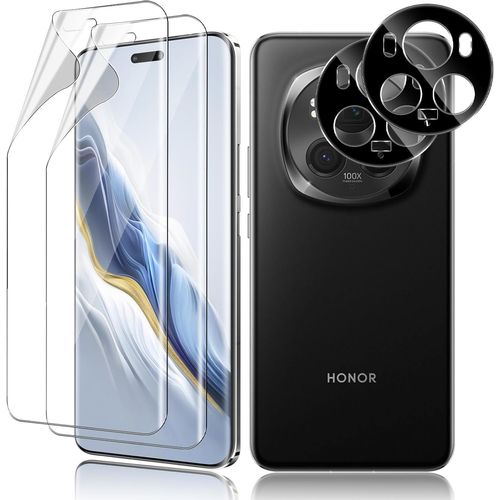 Protection Écran Et Caméra Pour Honor Magic 6 Pro 5g, 4 Pièces Film Tpu Auto-Réparant + Verre Trempé 9h Antichoc, Anti-Rayures/Oléophobe Transparent Installation Facile