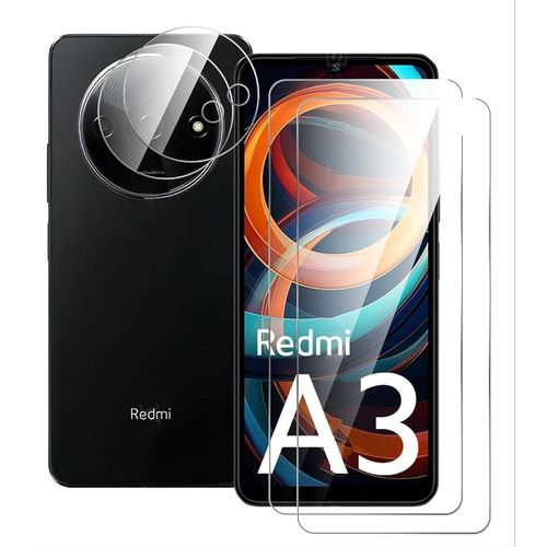 Verre Trempé 2+2 Pièces Pour Xiaomi Redmi A3, Protection Anti-Rayures Et Chocs, Revêtement Oléophobe Anti-Empreintes, Installation Facile Sans Bulles