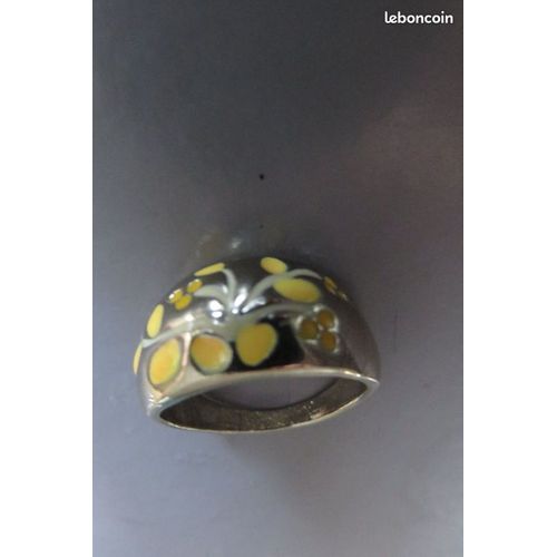 Bague Acier 292 À 297 Fleurs Différentes Couleurs Émaillée T 55 Et T53