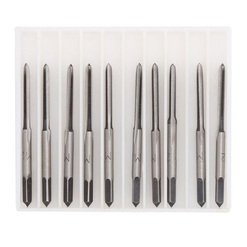Lot de 10 tarauds coniques metriques a rainures droites manuelles, outil en acier au carbone, filetage M2