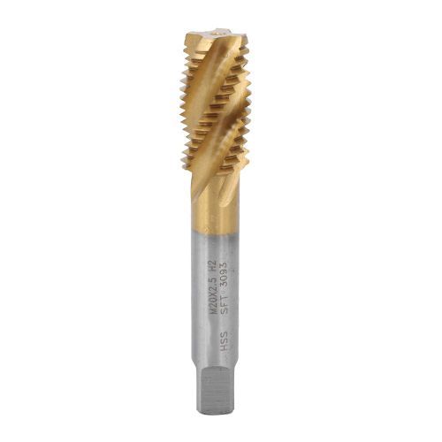 Taraud a vis a main en acier rapide dore et argente M20 x 2,5 mm pour machine a spirale au cobalt
