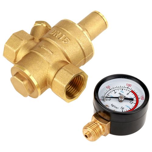Regulateur de pression d'eau reglable en laiton DN15 avec manometre