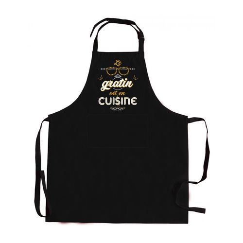 Tablier De Cuisine Peps Recylé Le Gratin Avec Poche Noir 90 X 72 Cm Winkler