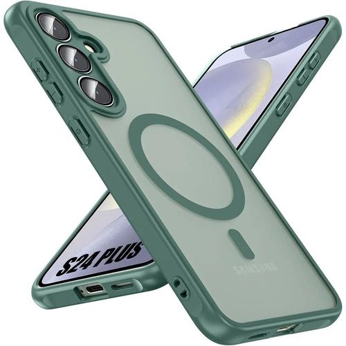 Coque Pour Samsung Galaxy S24 Plus (S24+) Protection Hybride Silicone Et Pc Avec Anneau Magnétique - Vert Nuit - E.F.Connection