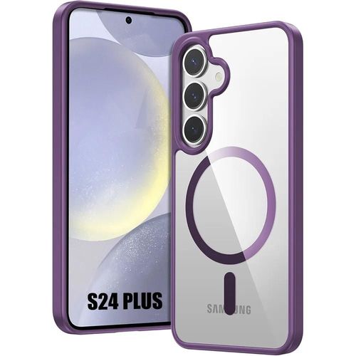 Coque Pour Samsung Galaxy S24 Plus (S24+) Avec Cercle Magnétique, Protection Silicone Et Pc Bordure Violet - E.F.Connection