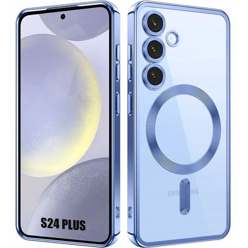 Coque Pour Samsung Galaxy S24 Plus (S24+) Protection Silicone Avec Anneau Magnétique Film Caméra - Bleu - E.F.Connection